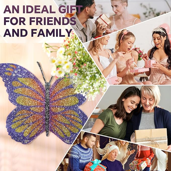 Purple Butterfly Placemat, Colorful Rhinestones Bling Glitter Place Mat for Home Kitchen Table Decoration, Butterfly Gifts for Women Mom (Purple,1 PCS)