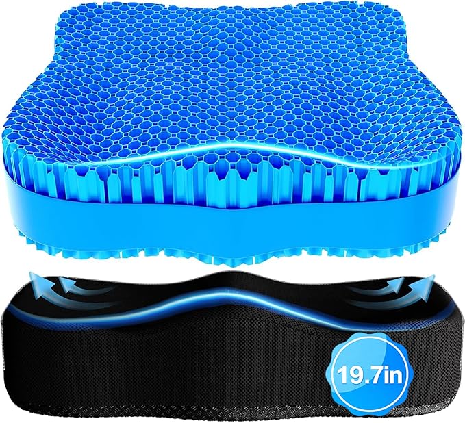 Gel Seat Cushion for Office Chair 3.54in Thick Ergonomic Gel Chair Cushion Seat Pad for Long Sitting Relieve Sciatica Back,Pressure Sore Ulcer Pain,Seat Cushion for Wheelchair Office Chairs Car Seats