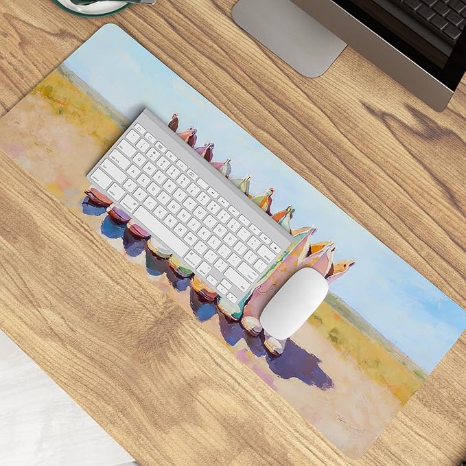 Cowboy Cowgirl Boots Western Mouse Pad,Vintage Western Desk Accessories,Cute Boho Country Aesthetic Desk Mat for Home Office Dorm Desktop Decor,Girly Mousepad,31.5x11.8 Inch