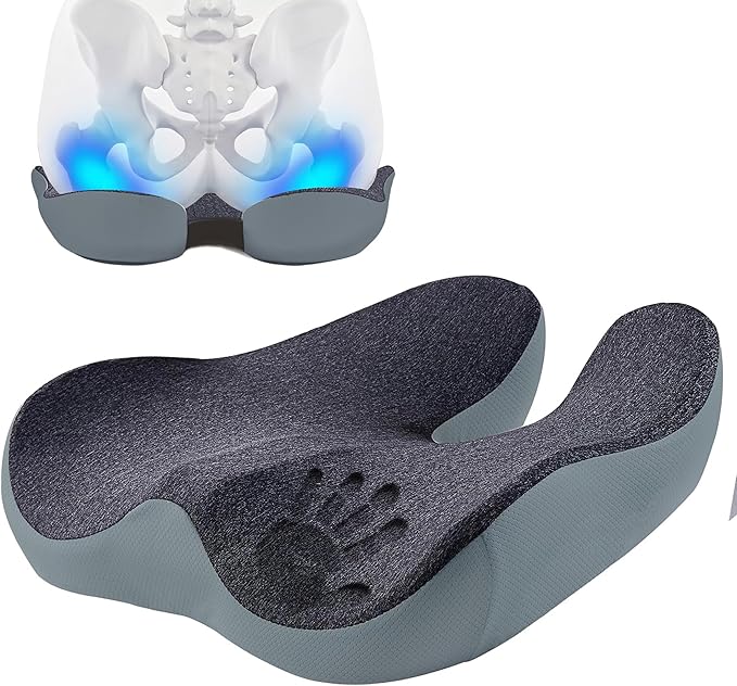 Pressure Relief Seat Cushion for Long Sitting Hours on Office/Home Chair, Car, Wheelchair - Extra-Dense Memory Foam for Hip, Tailbone, Coccyx, Sciatica-Black (Dark Edge)
