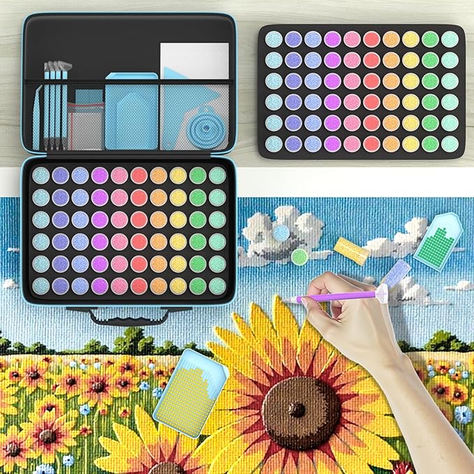 Diamond Painting Storage Containers Kits, Thickened Waterproof Portable Bead Storage Boxes for Diamond Painting Accessories and Tools, 120 Round Bottles