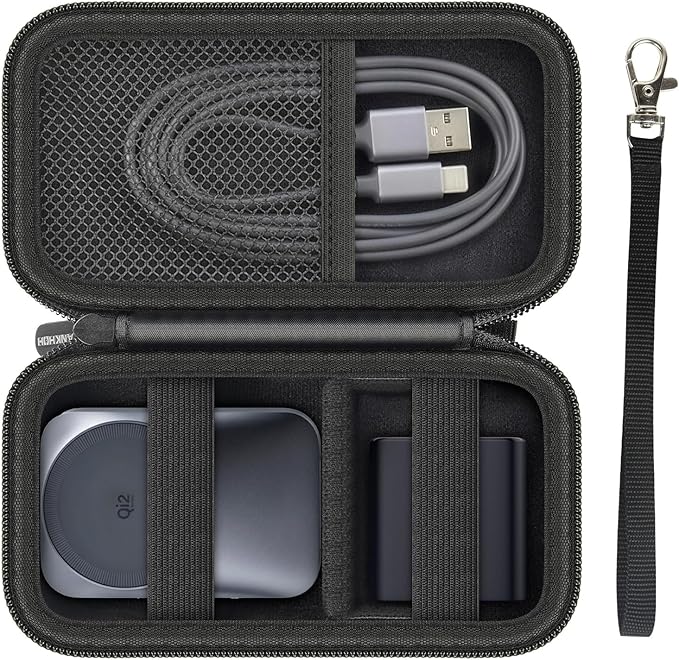 ANKHOH Travel Case for Anker Prime 3-in-1 Wireless Charging Station | EVA Carrying Bag with Compartments for Foldable MagSafe Qi2 Charger & Cables (Case Only) Pink