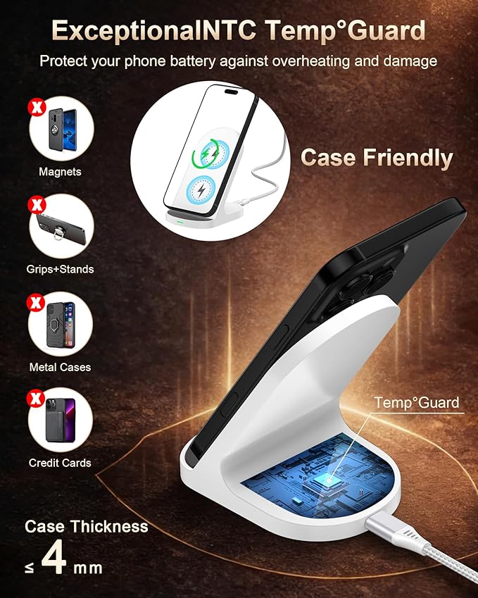 Android Wireless Charger for Google Pixel 10 Pro XL 10a 9a 9 Pro 8 8a 7 6 Fold, Wireless Charging Stand Cordless Phone Snap Holder for Samsung Galaxy S26 Ultra S25 S24 iPhone 17 Cargador Station