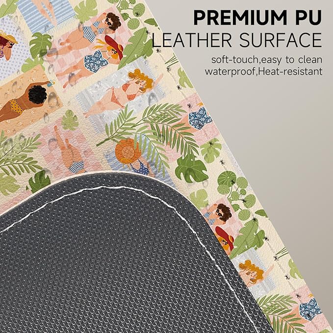 AUPET Leather Large Mouse Pad Desk Blotters – 35 x 17in Cute Desk Mat with PU Surface, Non-Slip Desk Pad Protector,Waterproof Desk Writing Pad for Office Home (Beach Sunbathing)
