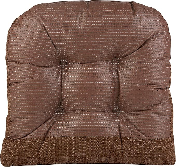 Klear Vu Gripper Overstuffed Universal Non-Slip Dining Chair Cushions for Kitchen Decor or Office Use, U-Shaped Skid-Proof Seat Pad, 15x15 Inches, 4 Count (Pack of 1), Waffle Brown