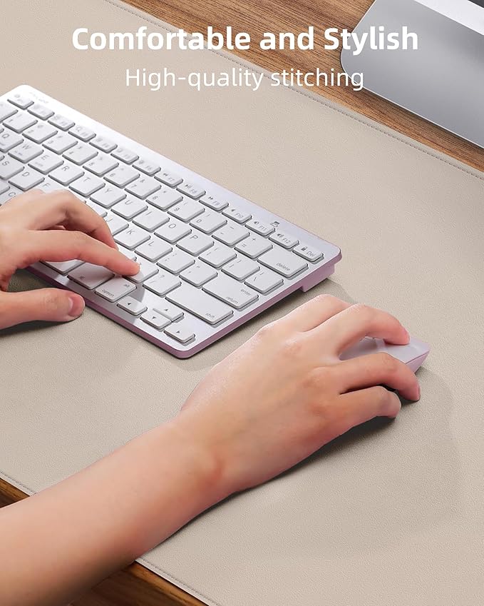 AFIING Extra Large Desk Mat - 55" x 24" PU Leather Non-Slip Desk Pad for Office and Home - Ideal for Large Mouse Pad and Desk Mats on Top of Desks (Beige)