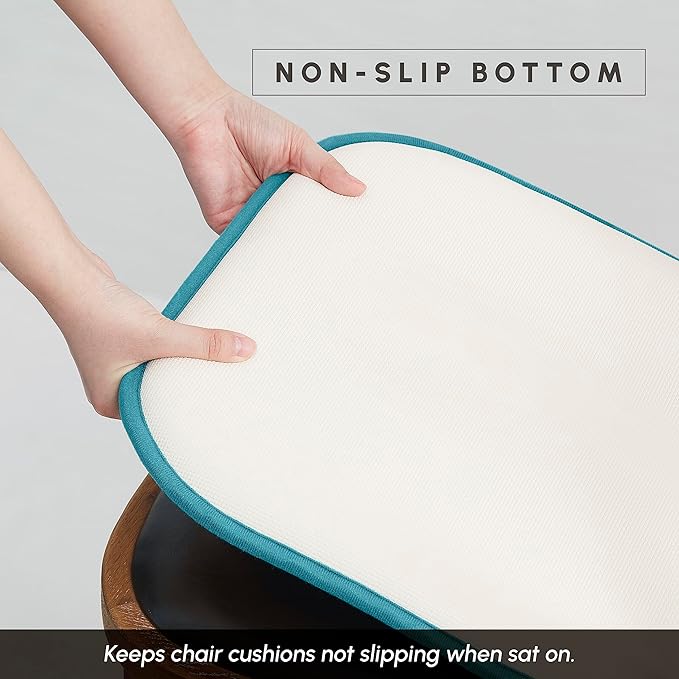 Elegant Comfort 2 Pack Chair Cushion Covers - Skid-Proof Rubber Backing - 16 x 16 Inch - Thick Dining Square Shape Seat Covers - Comfortable Textured Chair Pads with Ties - Honeycomb Pattern, Peacock