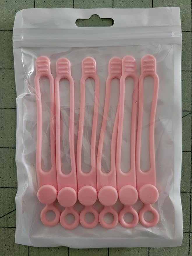 Set of 6 Pink Silicone Cable Straps Organizer, Wire Management Ties for Bundling Phone Charger Cables, Earphones, Computer Cords, Organize Home Office (Pink6)