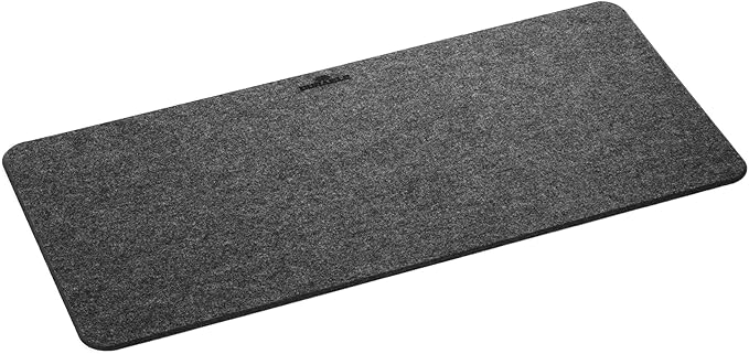 Durable Effect Soft Felt Office Desk Mat - 27.5" x 13" Inches - Gray Desk Pad Mat with Phone Holder Made of Recycled PET Flet - Foldable and Portable