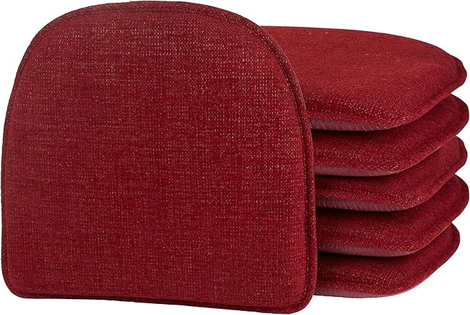Klear Vu Raindrop The Gripper Non Slip Chair Cushions, Soft & Comfortable Seat Pad, Sitting Pillow for Kitchen, Dining or Office, 6 Count (Pack of 1), 03 Red