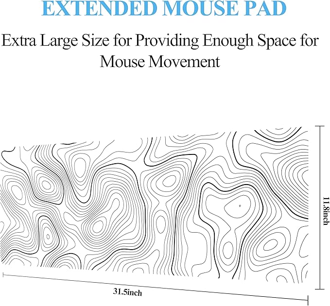 Large Gaming Mouse Pad Extended Big XXL Mouse Pad 31.06 x 11.8 Inches Keyboard Laptop Computer Desk Mat with Non-Slip Base Stitched Edge for Home Office Gaming Work