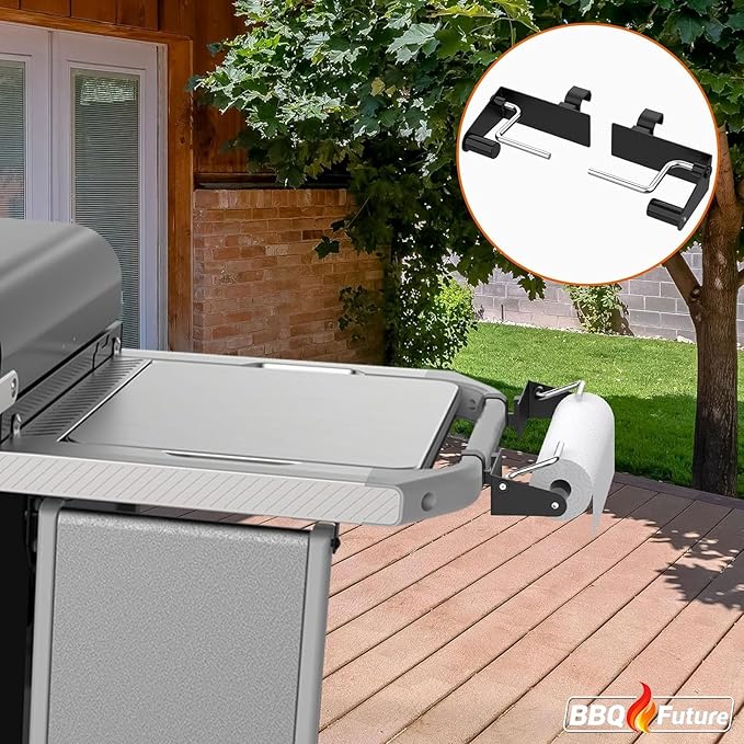 Organizer Kit for Weber Grills - Paper Towel Holder, Garbage Bag Holder for Weber Slate Griddle and Spirit Series(2025 Models) Grills, 3400106 Grill Accessories for Works Side Rail, Barbecue Utensils