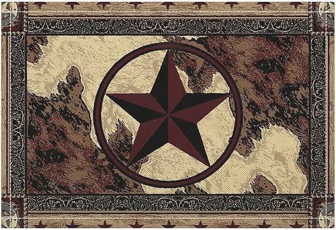 Western Placemats Western Star Country Wood Grain Decor Vintage Rustic Theme Linen Washable Table Mats Stain Heat-Resistant Desktop Decor Place Mats for Home Kitchen Dining Party 12x18 in 6 Pcs