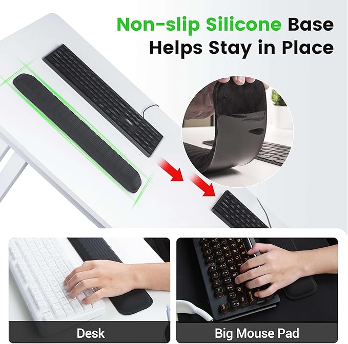 MEKASS Keyboard Wrist Rest, Soft Memory Foam Wrist Support for Keyboard, Keyboard Hand Rest Pad for Wrist Pain Relief, Keyboard Wrist Guard for Long Hours of Work, Gaming, Studying（Gray）