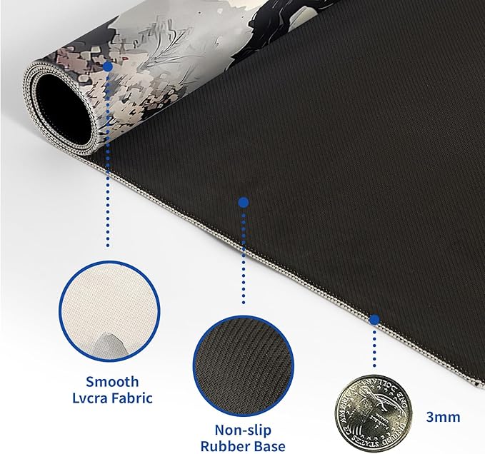 Japanese Mouse Pad, Large Japanese Desk Mat, XL Anime Gaming Keyboard Mat, Non-Slip Rubber Base, Big Extended Desk Protector for Office and Home, 31.5”x11.8”