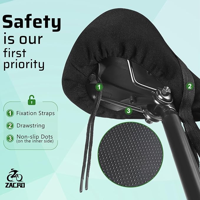 Zacro Bike Seat Cushion - Padded Gel Bike Seat Cover for Men & Women, Padding Bicycle Saddle fit with Peloton/Spin Stationary Exercise/Mountain Road Cycling Bike