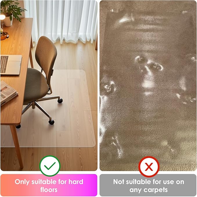 Azadx Office Chair Mat for Hardwood Floor 30 x 48'', Small Chair Mats Clear Easy Glide on Hard Floors, Rolling Chairs Mat Plastic Mats Under Desk Chairs