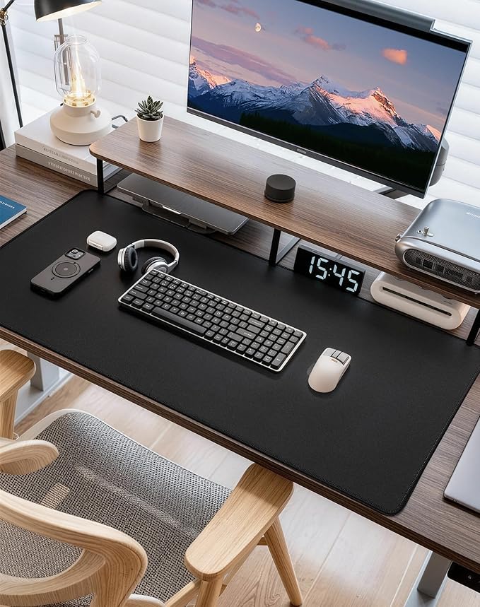 Reniteco Waterproof Large Gaming Mouse Pad with Durable Stitched Edges, Non-Slip Rubber Base, Grainy Jacquard Mouse Mat Desk Pad for Home Office Gaming, 31.5''x11.8''x0.12'', Matte Black