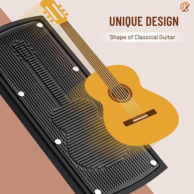 CAHAYA Guitar Foot Rest Stool - 6 Position Height Adjustable Footstool with Non-Slip Rubber Pad for Classical Acoustic Electric Bass Guitar Player Black