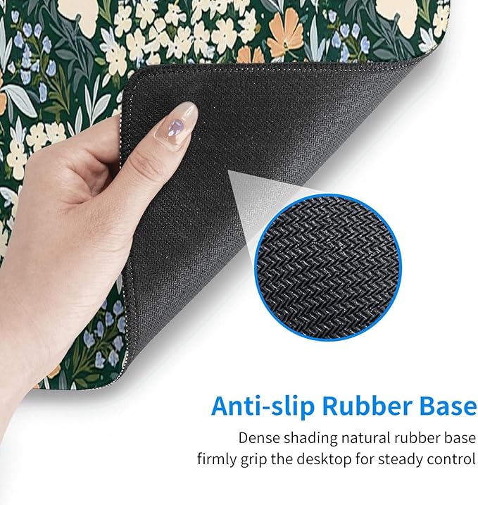 XL Vintage Garden Floral Large Gaming Mouse Pad, Long Extended Full Mouse Mat Desk Pad for Top Keyboard Table, Aesthetic Cute Big Stitched Mousepad Gifts for Women Office Decor, 31.5 * 11.8 in