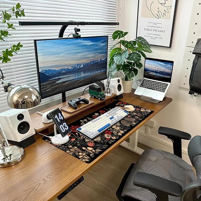 Desk Mat Mouse Pad Gaming Desk Pad XL Large Mouse Mat Office Decor Accessories (Mushroom Ferns)