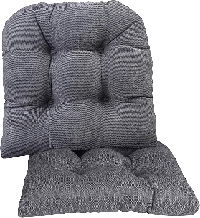 Klear Vu Gripper Overstuffed Universal Non-Slip Dining Chair Cushions for Kitchen Decor or Office Use, U-Shaped Skid-Proof Seat Pad, 15x15 Inches, 2 Count (Pack of 1), Linear Bluestone