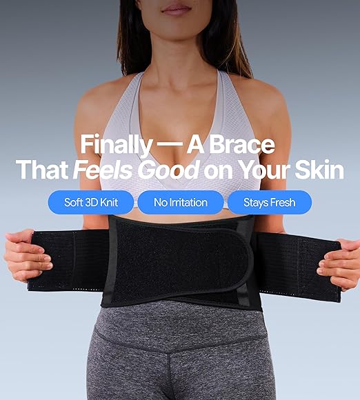 Ultra Thin Adjustable Back Brace for Men & Women - Flexible Supportive Lower Back Pain Relief with Breathable Dual-Tension Straps & Industrial Grip for Sciatica, Scoliosis, Herniated Disc, L