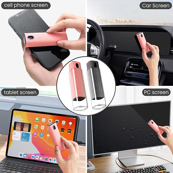 CUIUD Screen Cleaner Kit, Two in One Screen Cleaner Spray and Wipe, Touchscreen Mist Cleaner Spray Bottle for Phone/Laptop/Tablet/TV/Monitor/Car Screens(Pink)