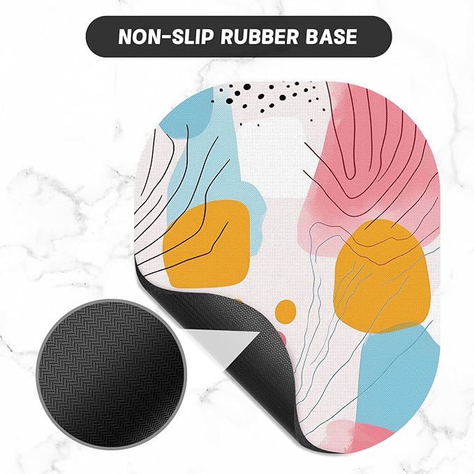 Small Mouse Pad, 6 x 7 Inch, Oval Mini Mouse Pad with Non-Slip Rubber Base for Laptop Wireless Mouse Keyboard Tray Mousepad, Graffiti Pattern
