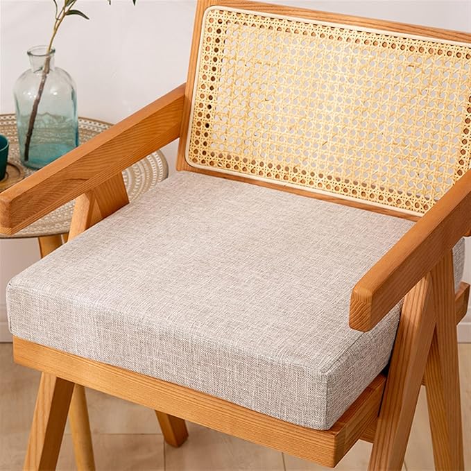 Reyox Square Non Slip Seat Cushion Thicken Chair Cushion for Recliners, Armchairs 3" Thick Beige Grey 18" x 18"