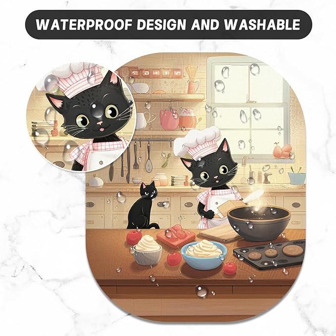 Small Mouse Pad, 6 x 7 Inch, Oval Mini Mouse Pad with Non-Slip Rubber Base for Laptop Wireless Mouse Keyboard Tray Mousepad, Cooking Cat
