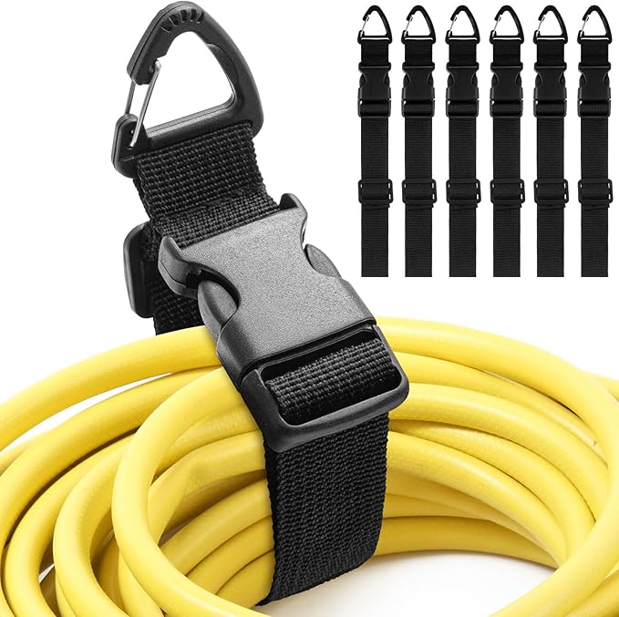 6 Pack 17 Inch Adjustable Extension Cord Holder Organizer with Triangle Clips for Garage Organization and Storage Heavy Duty Extension Cord Hanger for Men Workshop (Black)