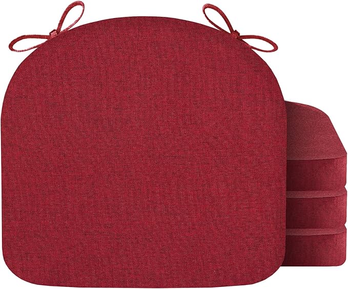 Nordjager Chair Cushions for Dining Chair Seat Set of 4, Memory Foam Chair Pads Help You Relief from Sedentary Discomfort in The Office or Kitchen and Dining Rooms(17" x 16" x 2.5", Red)