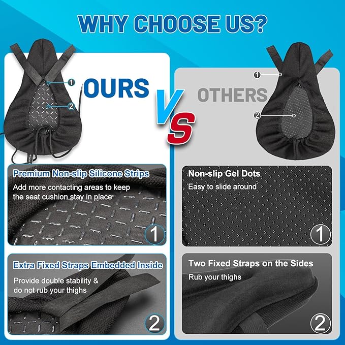APECYC Bike Seat Cushion Gel Padded Saddle Cover for Men Women - Extra Padding Soft Comfort Bicycle Seat Cushion for Peloton, Stationary, Spin, Mountain, Road, Ebike