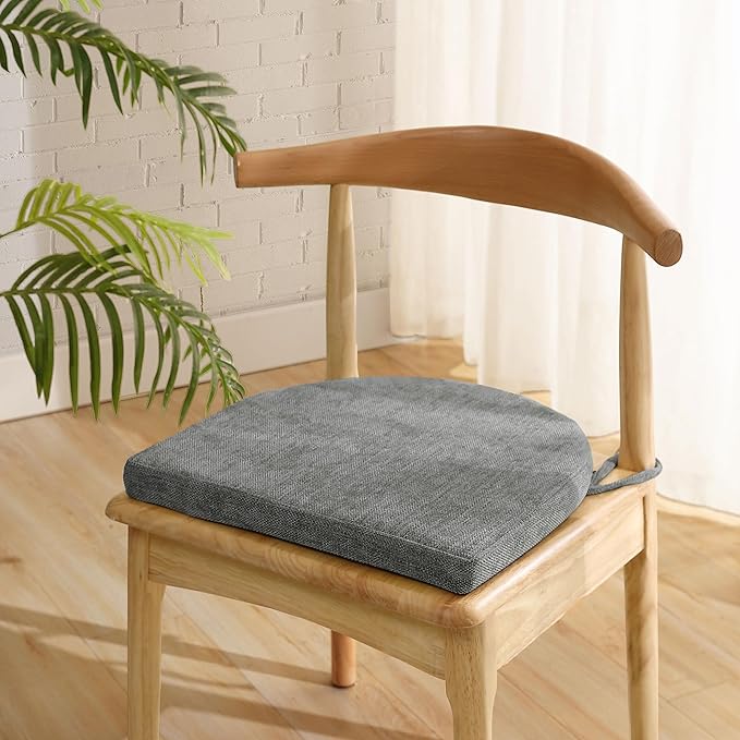 Chair Cushions: Premium High-Density Memory Foam Seat Cushion for Office, Home, & Car - Ergonomic Design for Comfortable Sitting, Relieves Pain & Tailbone Pressure with Non-Slip Bottom, 4 Pack, Gray