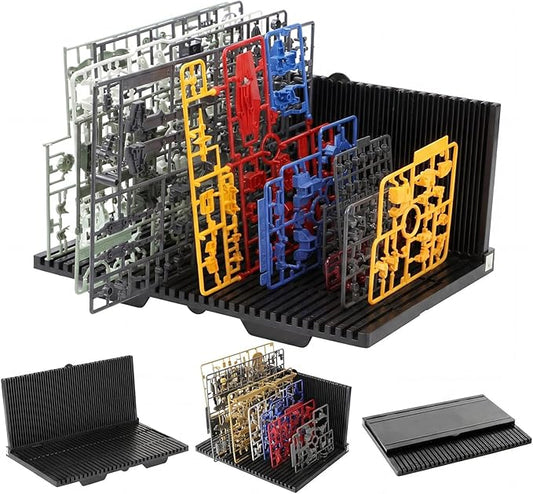 HUBEST Model Pieces Shelves - L-Shape Foldable Parts Organizer Rack for Hobby Building Tools, Compatible with Gundam Gunpla, Car, Airplane & Military Models