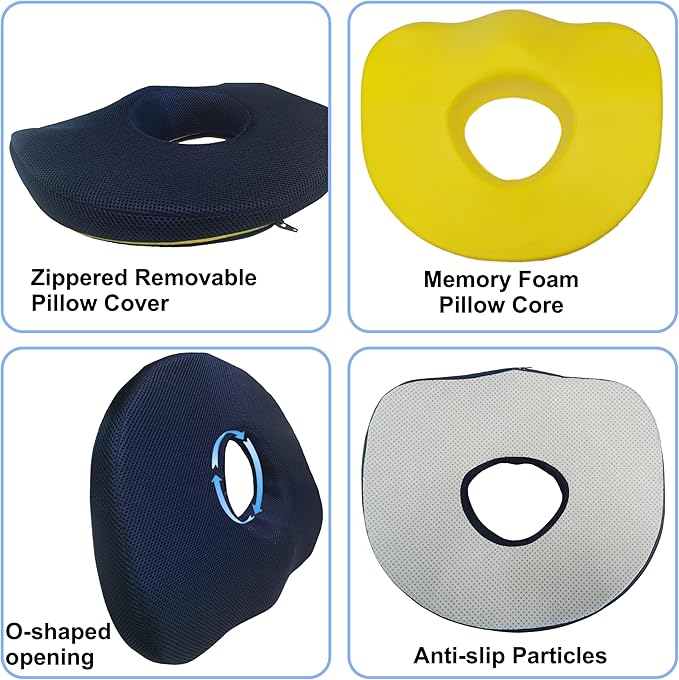 Bed Sore Cushions for Butt, Bedsore Pressure Relief Pillow for Sleeping and Sitting, Donut Pillow Cushion for Bed Sores on Buttocks, Butt Pillows for Sitting Tailbone