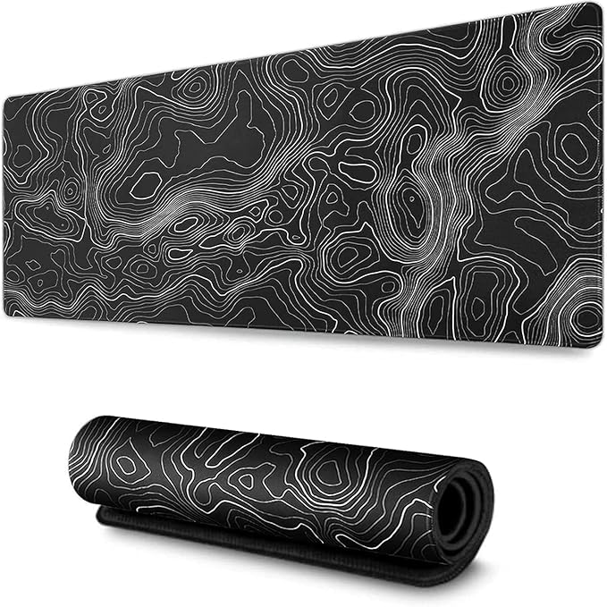 AQQA Large Mouse Pad Mat (35x17 in) Extended XXXL Gaming Mouse Pad with Non-Slip Rubber Base,Background Topographic Map Lines Contour Geographic for Gaming Office Laptop Computer Men Women
