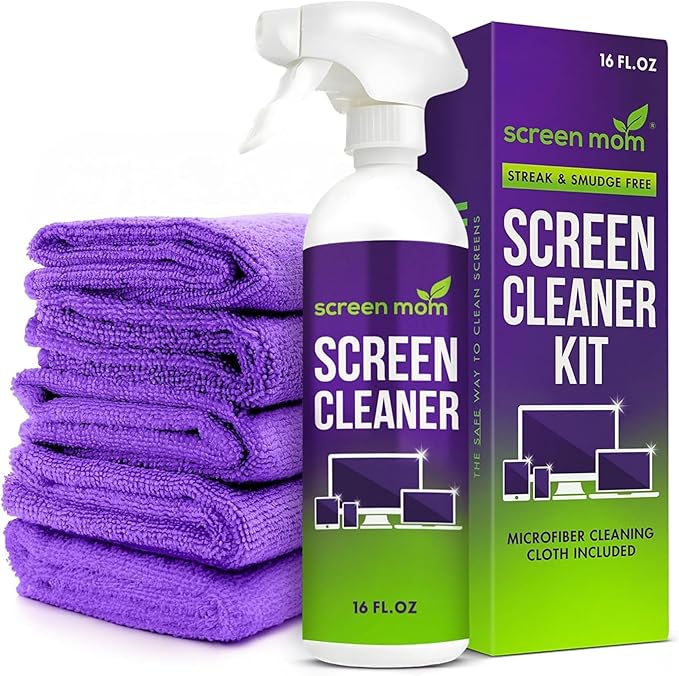 Screen Cleaner Spray and Wipe Kit 16oz and 5 Pack Microfiber Towel Bundle - Electronics Cleaner Spray TV Screen Cleaner for Smart TV Computer, Phone, iPad Laptop Screen Cleaner Car Screen Cleaning Kit