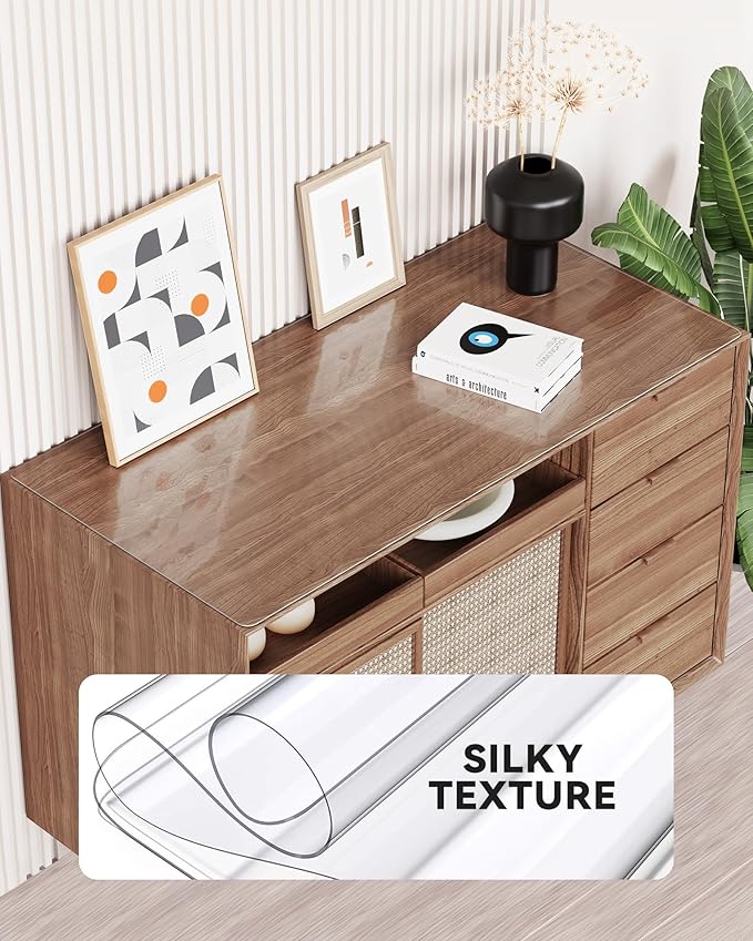 Oterri Clear Writing Desk Pad, 20’’x40” Heat Resistant Waterproof PVC Round Edge Durable Desk Protect Mat, Anti-Static Writing Mat Table Protector