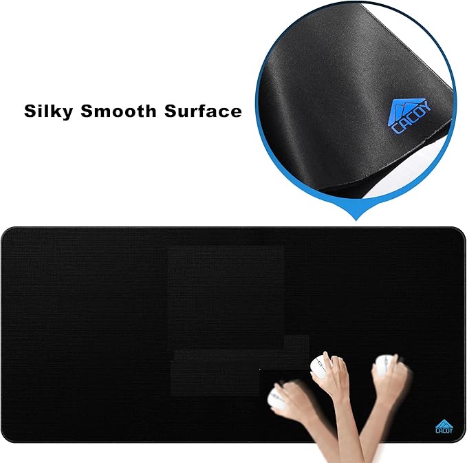Cacoy 40” x 16” Large Gaming Mouse Pad for Desk, Extended Rectangular Keyboard Mouse Mat, XXL Desktop Accessories Mat, Smooth-Textured Non-Slip Rubber Base Computer Desk Pad for Office and Home, Black
