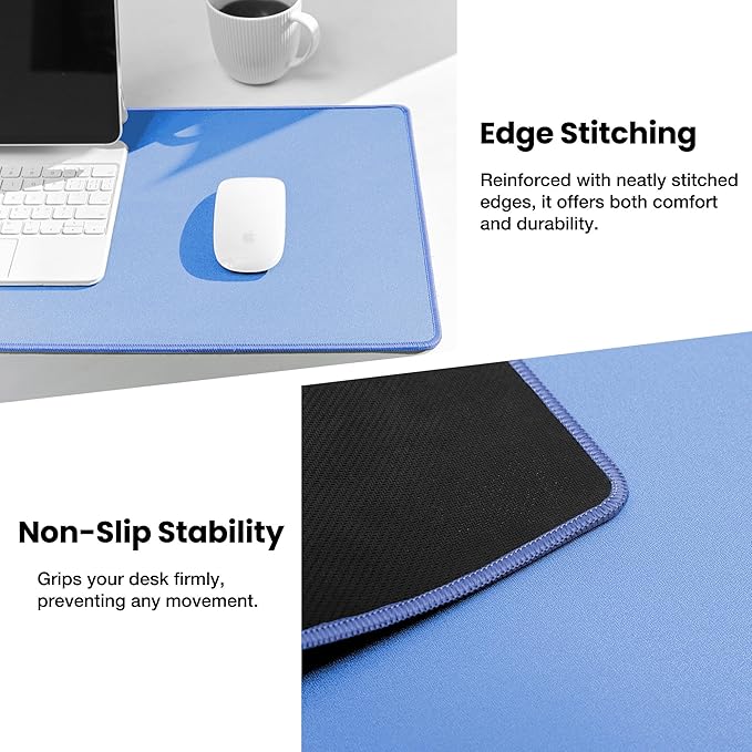 ALOANES Waterproof Mouse Pad, Large Gaming Keyboard Pad with Anti-Slip Base, Grain Jacquard Surface, Extend Desk pad for Gamer, Office & Home, Blue Mousepad 27.6"x11.8"x0.12"