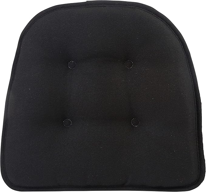 Klear Vu Omega Non-Slip Chair Cushions, Assembled in USA, U-Shaped Skid-Proof Seat Pads for Dining Room, Kitchen, Office, 15"x16" 6 Pack Solid Midnight Black 6 Count