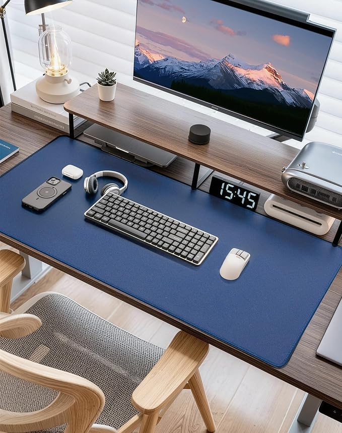 Reniteco Waterproof Large Gaming Mouse Pad with Durable Stitched Edges, Non-Slip Rubber Base, Grainy Jacquard Mouse Mat Desk Pad for Home Office Gaming, 35.4''x15.7''x0.12'', Matte Gray