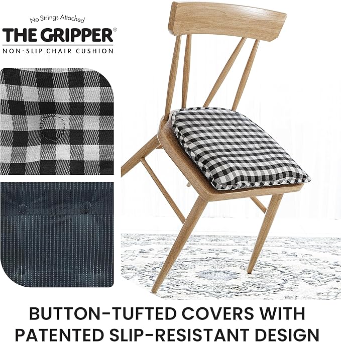 Non-Slip Chair Cushions, Assembled in USA, U-Shaped Skid-Proof Seat Pads for Dining Room, Kitchen, Office, 15"x16"