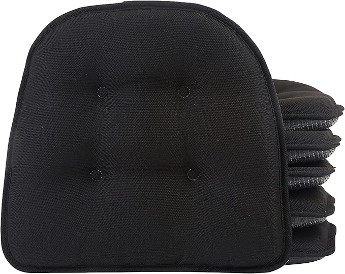 Klear Vu Omega Non-Slip Chair Cushions, Assembled in USA, U-Shaped Skid-Proof Seat Pads for Dining Room, Kitchen, Office, 15"x16" 6 Pack Solid Midnight Black 6 Count
