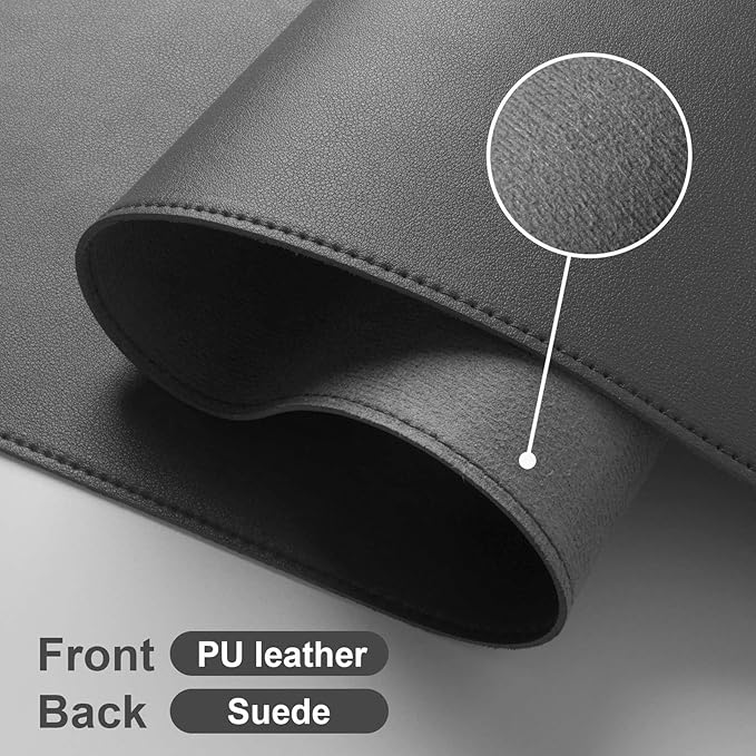 DAWNTREES Desk Mat for Desktop,PU Leather Desk Pad Protector,Non Slip, Large Mouse Pad and Keyboard Mat, Waterproof Writing Pad for Office and Home (Dark Gray)