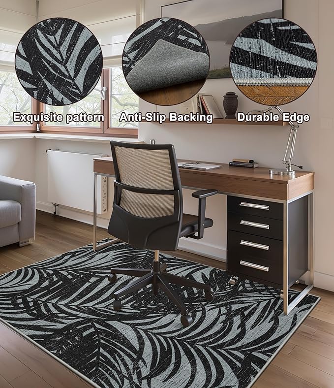 chakme Office Chair Mat for Hardwood Floor, 48"x36" Easy Glide Computer Desk Mat Protector for Rolling Chair Under Desk Rug Nonslip Backing, Machine Wash, (Leaf)
