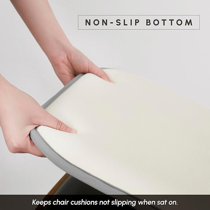 Elegant Comfort 2 Pack Chair Cushion Covers - Skid-Proof Rubber Backing - 16 x 16 Inch - Thick Dining Square Shape Seat Covers - Comfortable Textured Chair Pads with Ties - Thatch Pattern, Gray