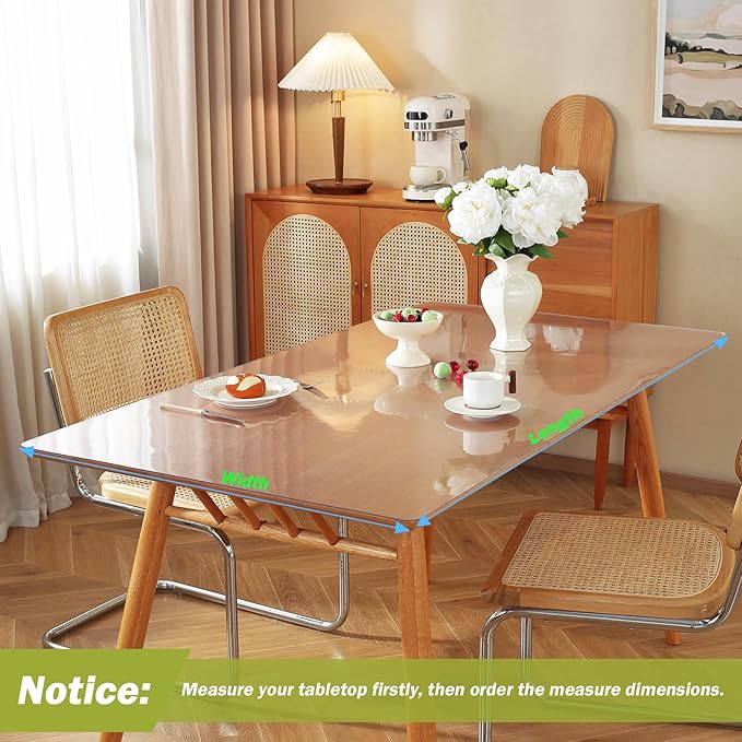 Frosted Clear Table Protector 20 x 54 Inch, 1.5mm Thick Plastic Table Cover, Waterproof PVC Clear Table Cover Protector, Desk Protector Mat, Writing Desk Pad for Desktop, Coffee & Dining Room Table